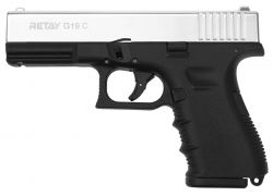 Пистолет Retay G19C (Glock) никель 9mm P.A.K, охолощенный