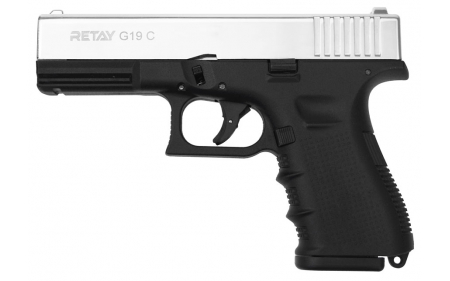 Пистолет Retay G19C (Glock) никель 9mm P.A.K, охолощенный